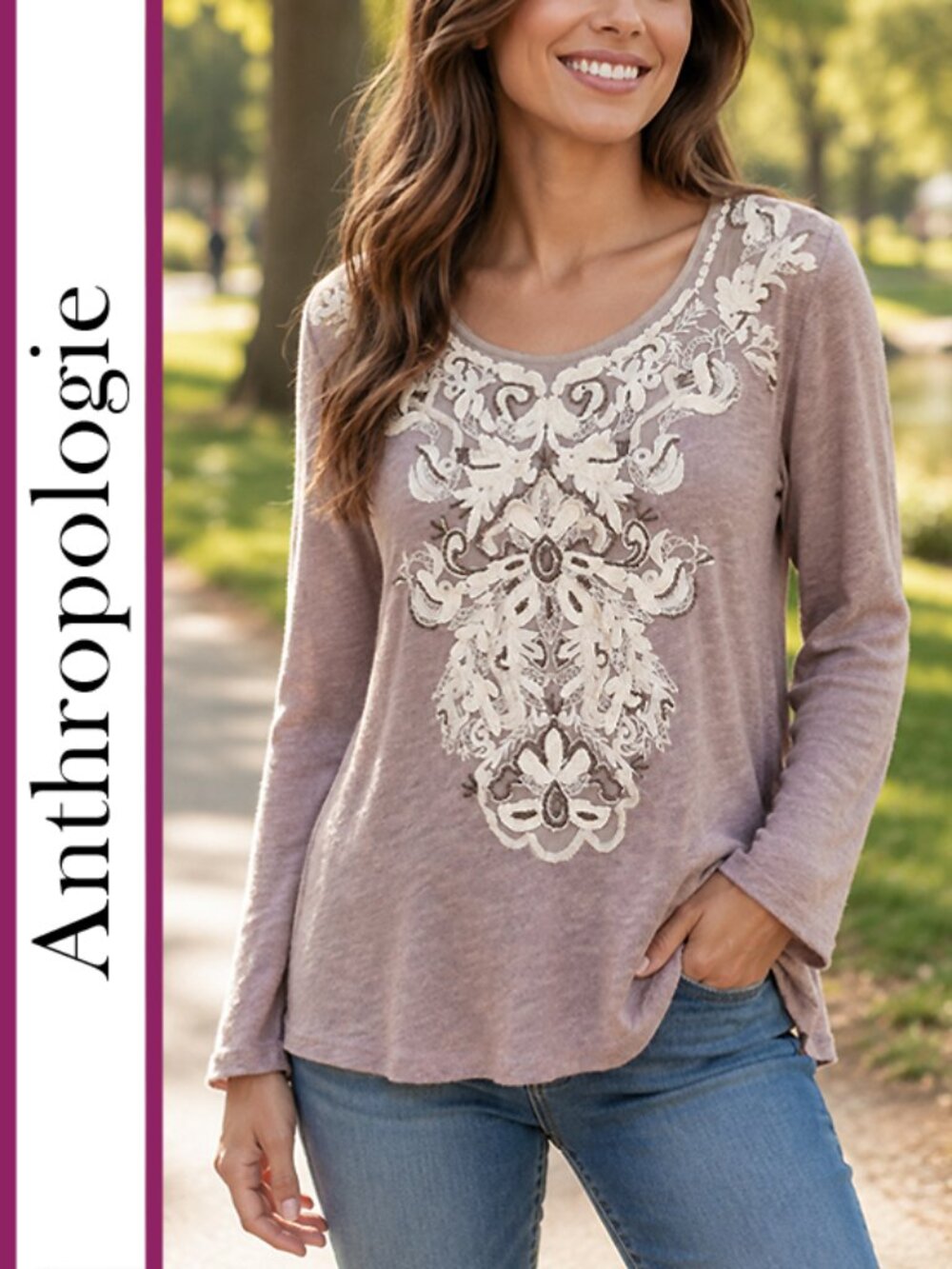 Anthropologie/Meadow Rue | 'Rococo' Lace/Beaded Tunic Top